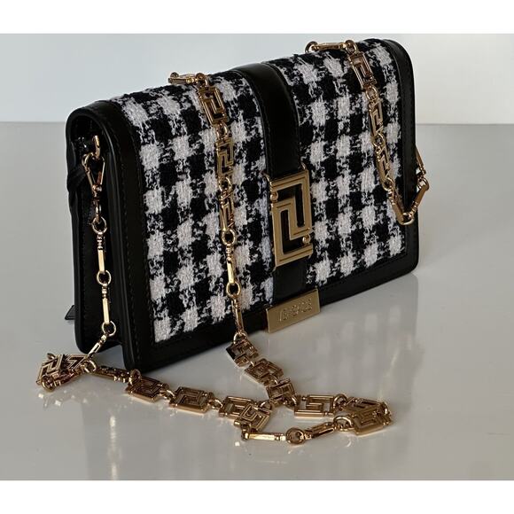Versace Greek Key Leather Black Wallet on Chain Mini Shoulder Bag 1007220 NWT - Picture 6 of 16